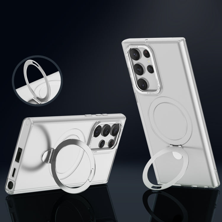 For Samsung Galaxy S22 Ultra 5G LK 3 in 1 MagSafe Magnetic Holder Phone Case(White) by buy2fix