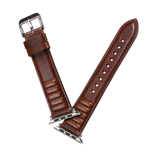 Oil Wax Genuine Leather Watch Band For Apple Watch Ultra 49mm&Watch Ultra 2 49mm / Series 9&8&7 45mm / SE 3&SE 2&6&SE&5&4 44mm / 3&2&1 42mm (Brown) by buy2fix