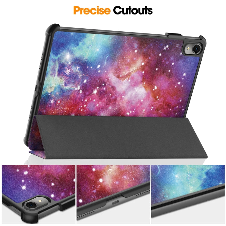 For Huawei MatePad 11 2023 Custer Painted 3-Fold Holder Leather Smart Tablet Case(Milky Way Nebula) by buy2fix