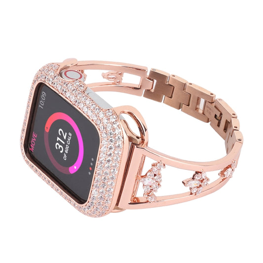 Zircon Metal Copper Watch Band For Apple Watch Ultra 49mm&Watch Ultra 2 49mm / Series 9&8&7 45mm / SE 3&SE 2&6&SE&5&4 44mm / 3&2&1 42mm (Gold) by buy2fix