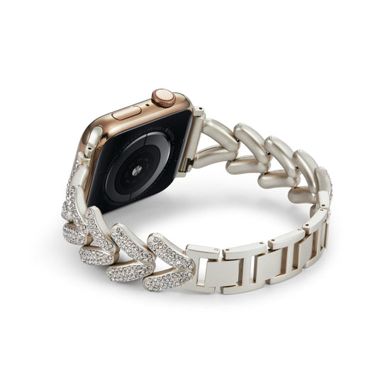 Triangle Diamond Metal Watch Band For Apple Watch Series 9&8&7 41mm / SE 3&SE 2&6&SE&5&4 40mm / 3&2&1 38mm (Starlight) by buy2fix