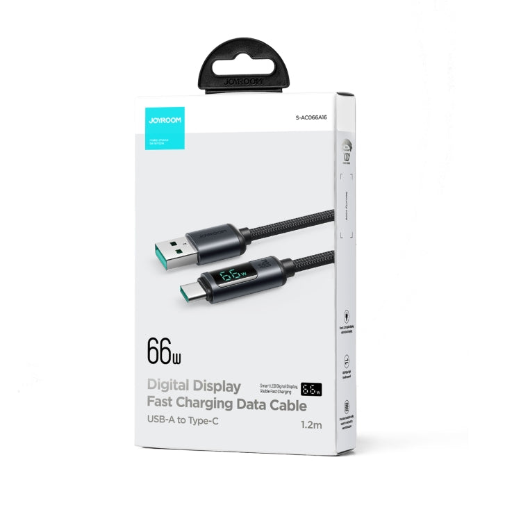 JOYROOM S-AC066A16 6A USB to USB-C / Type-C Digital Display Fast Charging Data Cable, Length:1.2m(Black) by JOYROOM