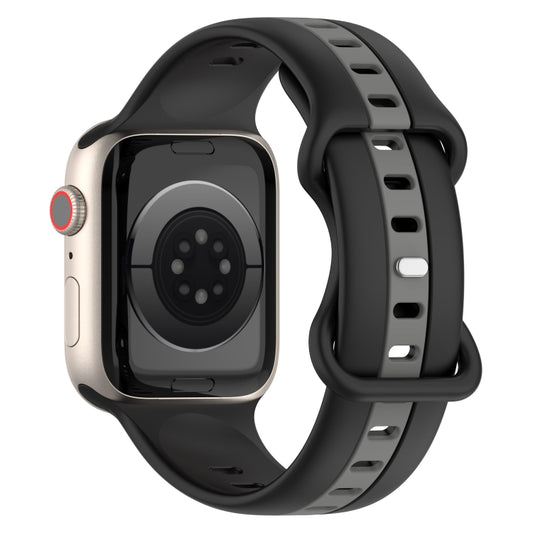 Nail Buckle Two-color Watch Band For Apple Watch Series 9&8&7 41mm / SE 3&SE 2&6&SE&5&4 40mm / 3&2&1 38mm(Black Grey) by buy2fix
