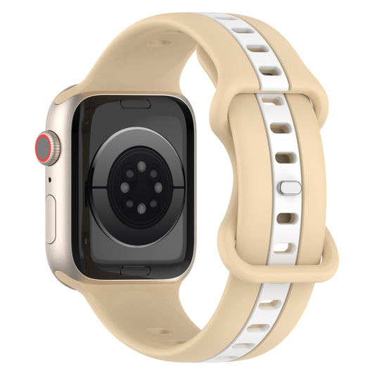 Nail Buckle Two-color Watch Band For Apple Watch Series 9&8&7 41mm / SE 3&SE 2&6&SE&5&4 40mm / 3&2&1 38mm(Khaki White) by buy2fix