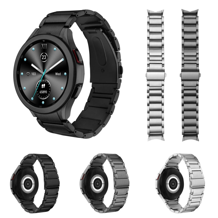 For Samsung Galaxy Watch5 / Watch5 Pro / Watch4 / Watch4 Classic Universal Titanium Alloy Three Plants Flat Buckle Watch Band(Black) by buy2fix