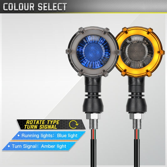 1 Pair Motorcycles Universal Rotating LED Dual-color Flow Turn Signal Light(Amber Yellow Light + Blue Light) by buy2fix