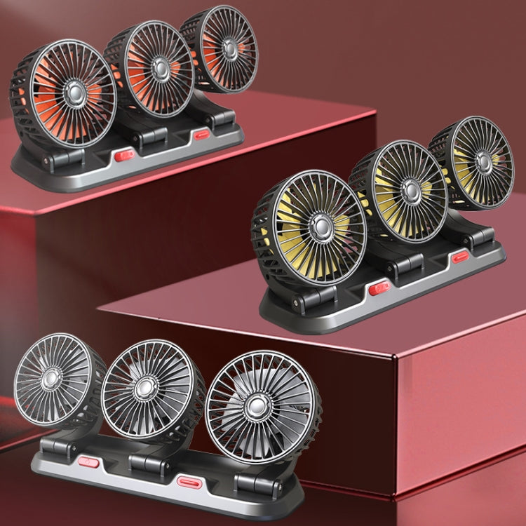 F4310 360-Degree Rotating Adjustable Car Three-Head Fan, Style:5V USB Universal by buy2fix