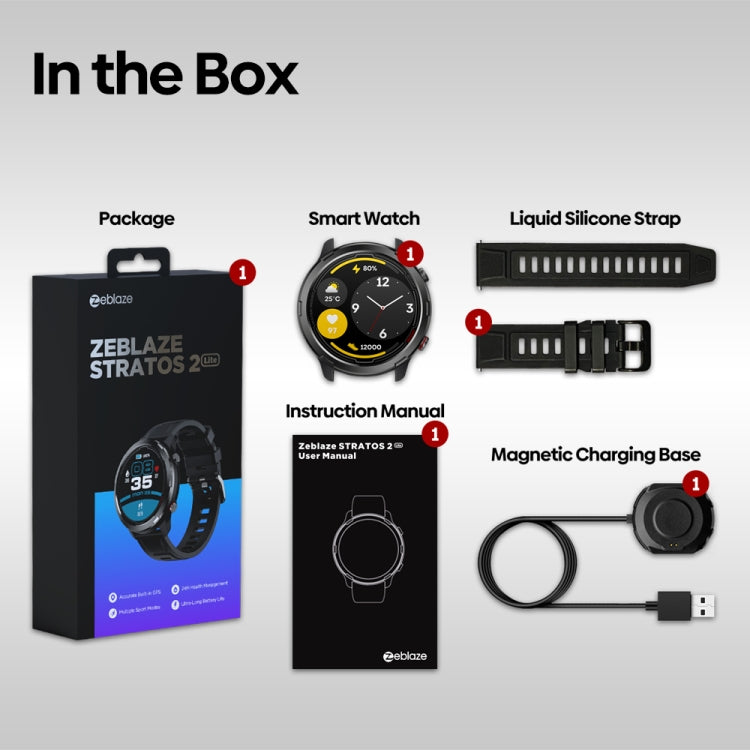 Zeblaze Stratos 2 Lite 1.32 inch IPS Screen 5 ATM Waterproof GPS Smart Watch, Support Heart Rate Monitoring / Sports Mode(Black) by Zeblaze