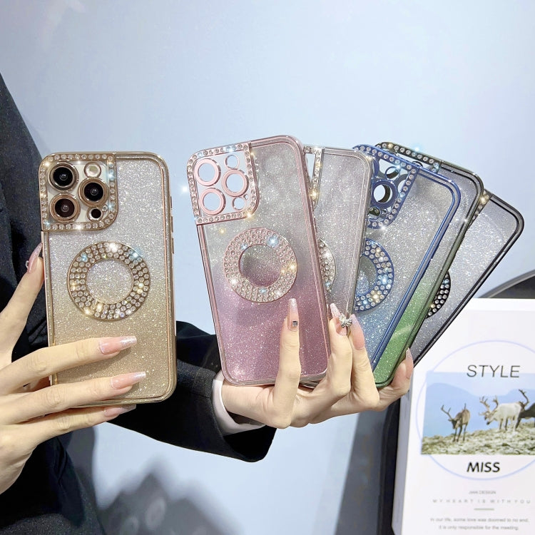 For iPhone 14 Pro Max Electroplated Diamond Gradient Glitter Phone Case(Sierra Blue) by buy2fix