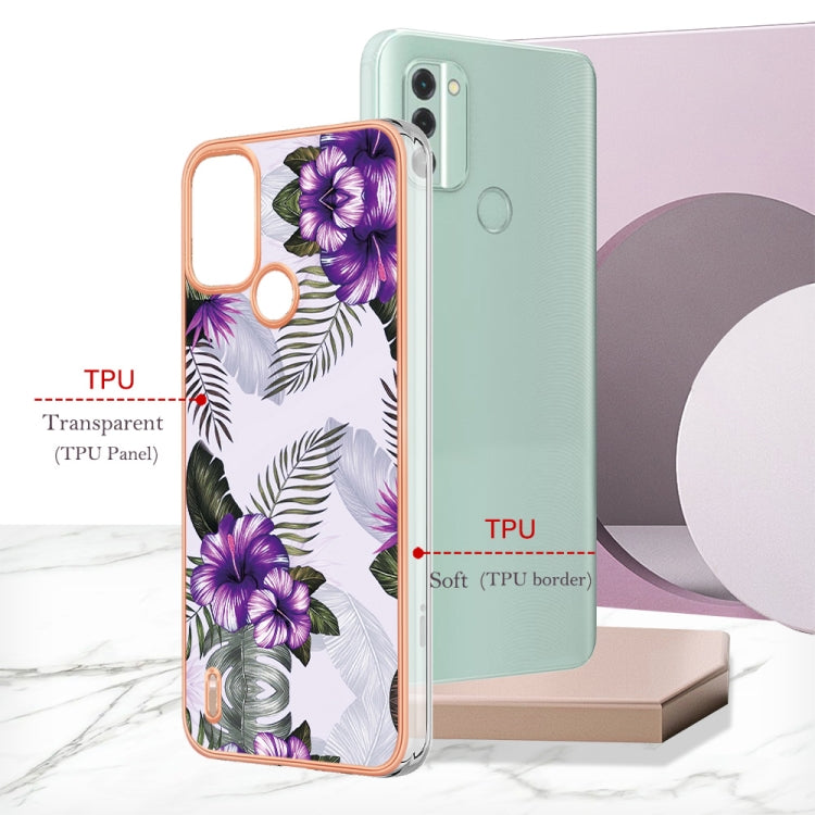 For Nokia C31 Electroplating IMD TPU Phone Case(Purple Flower) by buy2fix