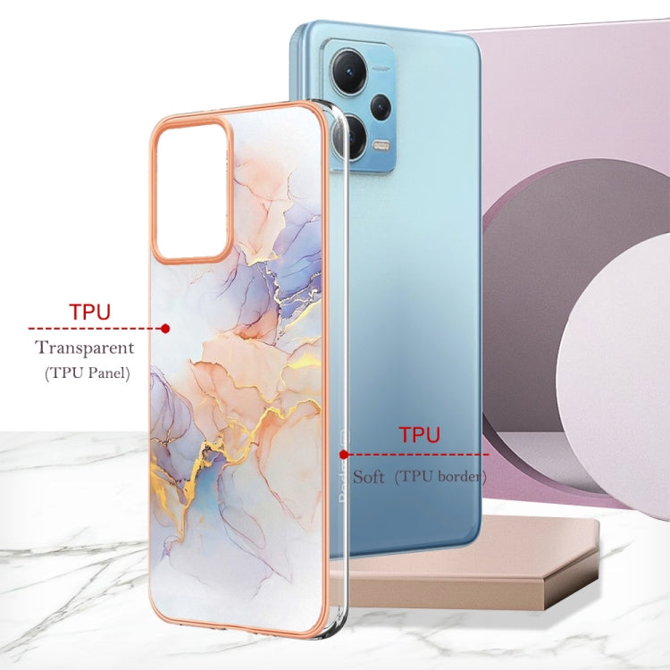 Electroplating IMD TPU Phone Case For Xiaomi Redmi Note 12 5G Global/Note 12 5G China/Poco X5 5G(White Marble) by buy2fix