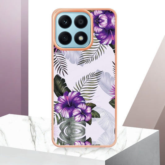 For Honor X8a Electroplating IMD TPU Phone Case(Purple Flower) by buy2fix