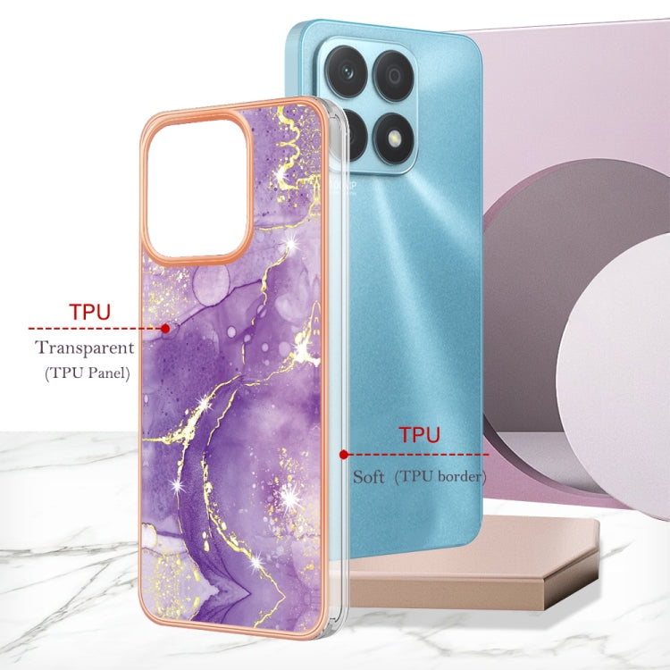 For Honor X8a Electroplating Marble Dual-side IMD Phone Case(Purple 002) by buy2fix