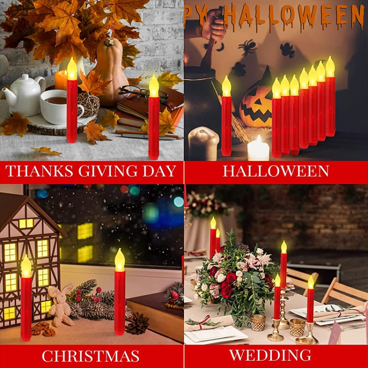 LED Electronic Candle Lights Flameless Long Rod Christmas Candle, Spec:Flashing Yellow Light-Red by buy2fix