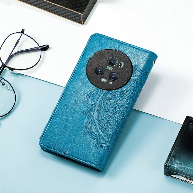 For Honor Magic5 Pro Mandala Flower Embossed Leather Phone Case(Blue) by buy2fix