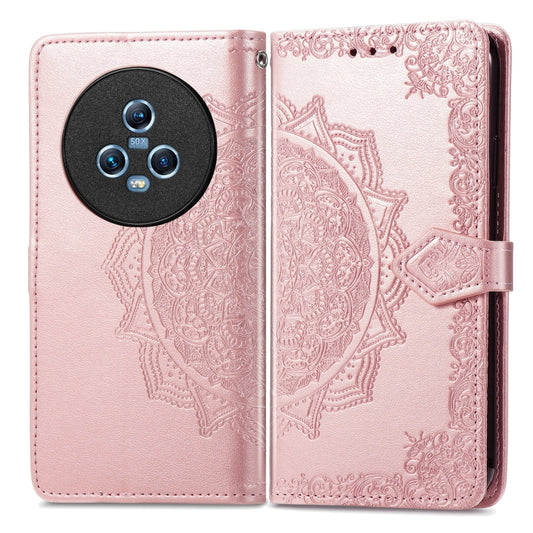 For Honor Magic5 Mandala Flower Embossed Leather Phone Case(Rose Gold) by buy2fix