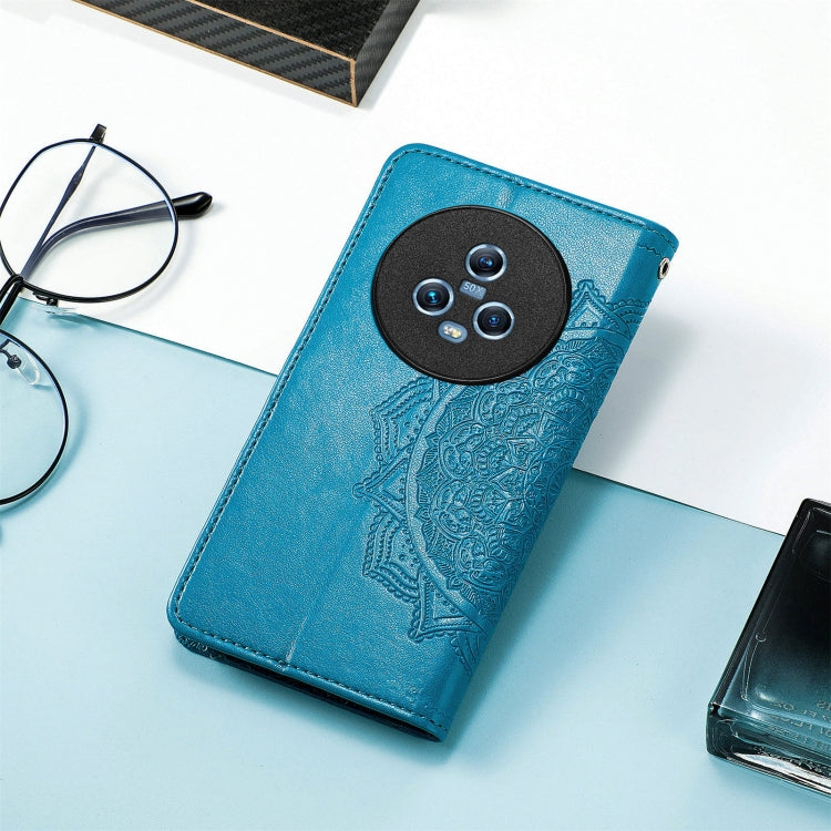For Honor Magic5 Mandala Flower Embossed Leather Phone Case(Blue) by buy2fix