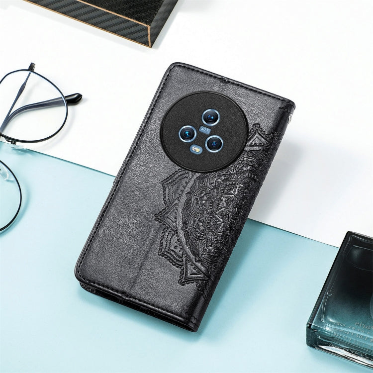 For Honor Magic5 Mandala Flower Embossed Leather Phone Case(Black) by buy2fix