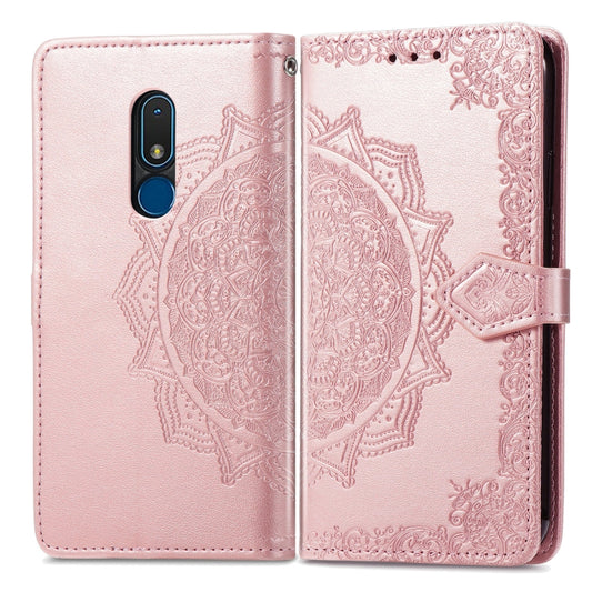 For Nokia C3 Mandala Flower Embossed Leather Phone Case(Rose Gold) by buy2fix