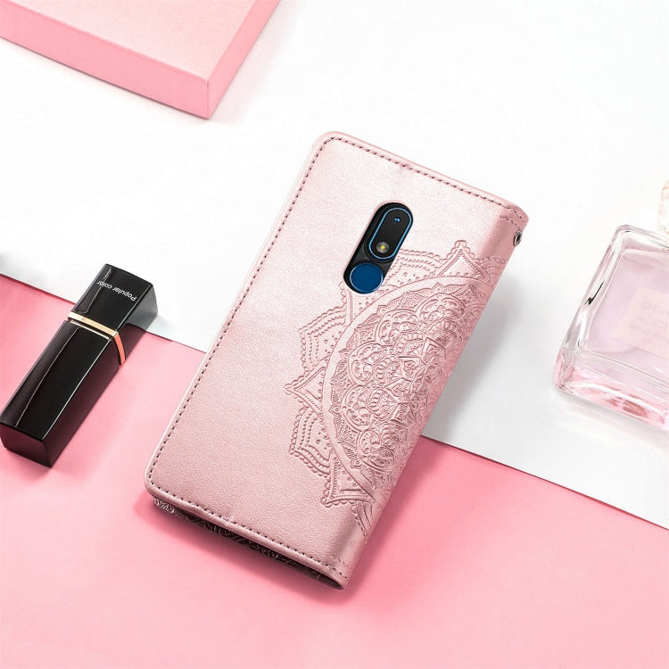 For Nokia C3 Mandala Flower Embossed Leather Phone Case(Rose Gold) by buy2fix