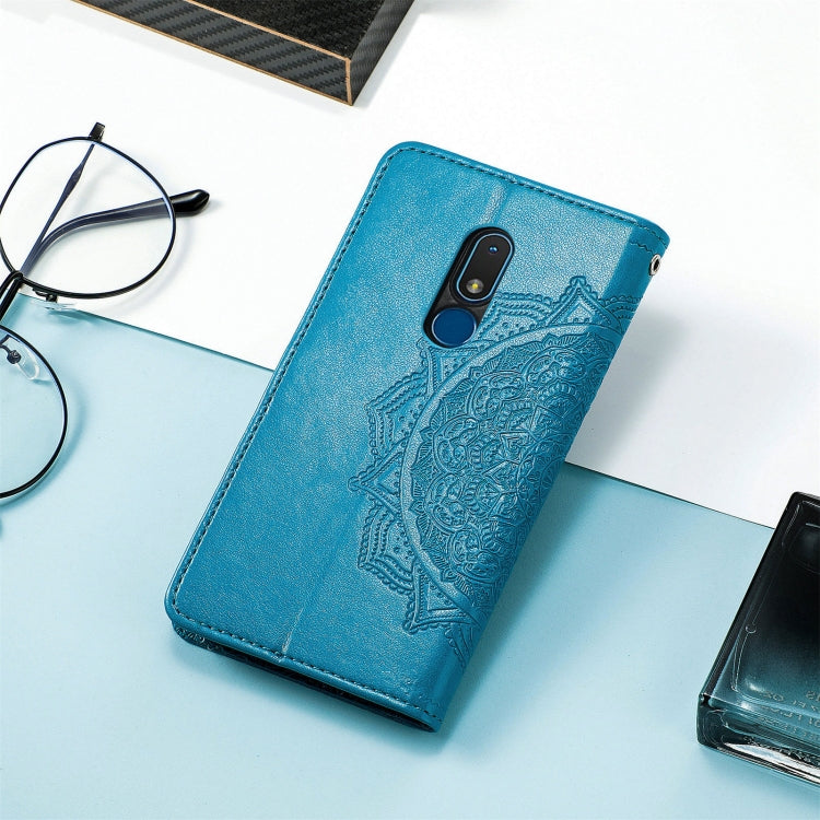 For Nokia C3 Mandala Flower Embossed Leather Phone Case(Blue) by buy2fix