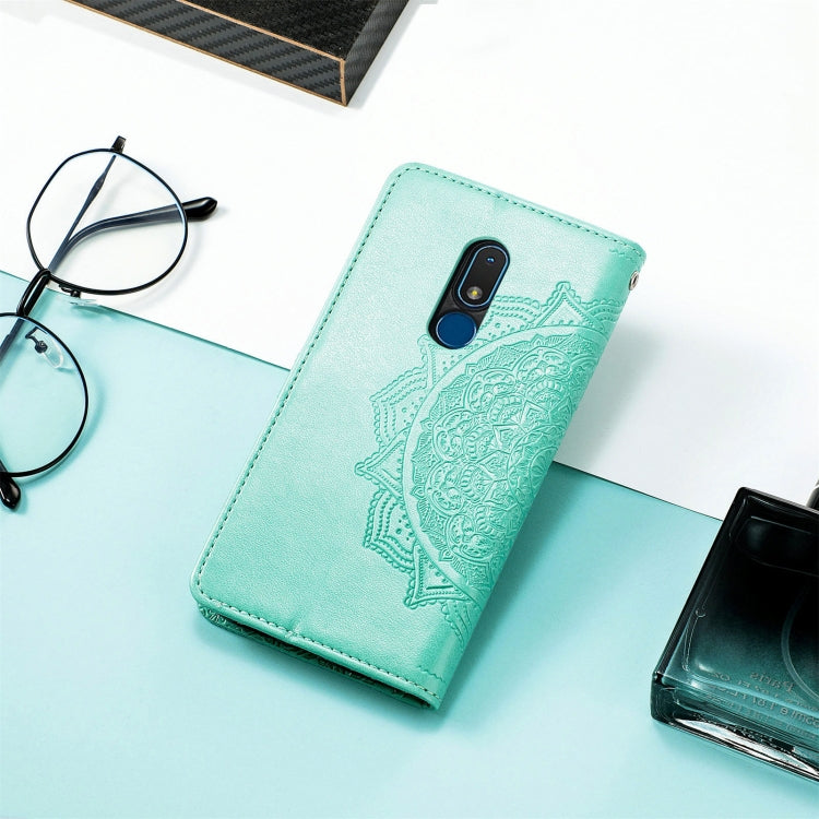 For Nokia C3 Mandala Flower Embossed Leather Phone Case(Green) by buy2fix