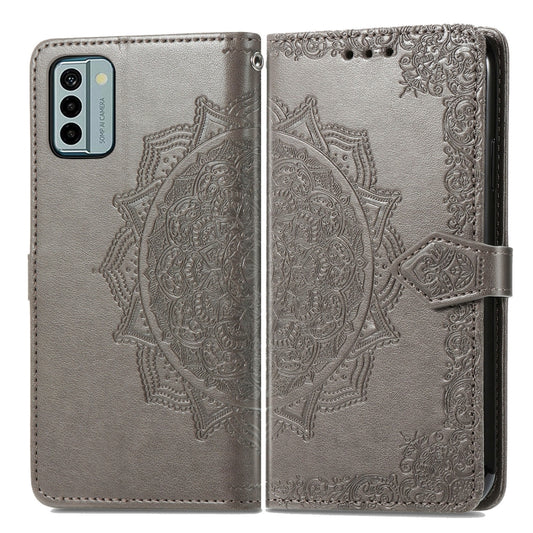 For Nokia G22 Mandala Flower Embossed Leather Phone Case(Grey) by buy2fix