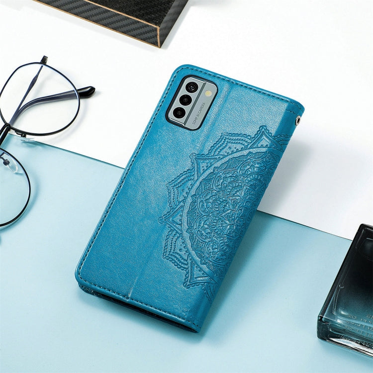 For Nokia G22 Mandala Flower Embossed Leather Phone Case(Blue) by buy2fix