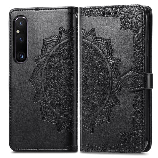 For Sony Xperia 1 IV Mandala Flower Embossed Leather Phone Case(Black) by buy2fix