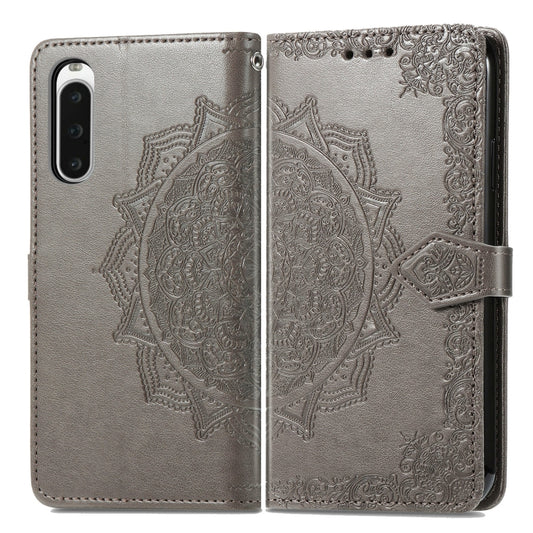 For Sony Xperia 10 IV Mandala Flower Embossed Leather Phone Case(Grey) by buy2fix