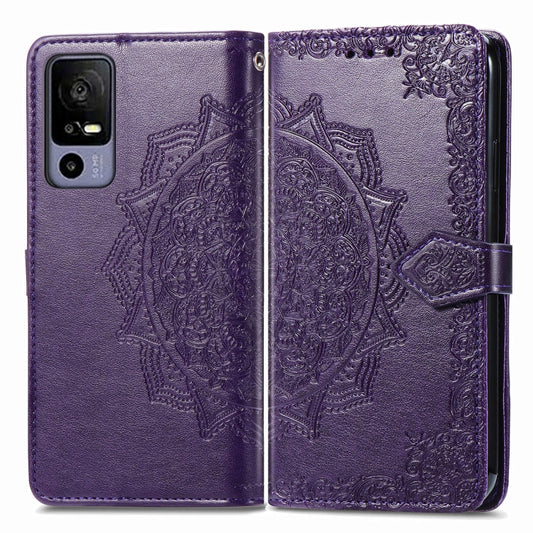 For TCL 40R Mandala Flower Embossed Leather Phone Case(Purple) by buy2fix