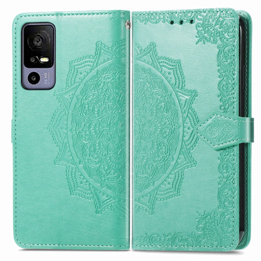 For TCL 40R Mandala Flower Embossed Leather Phone Case(Green) by buy2fix