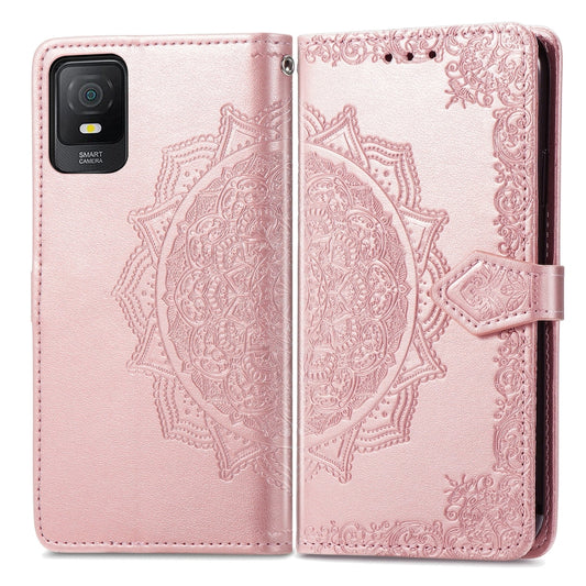 For TCL 403 Mandala Flower Embossed Leather Phone Case(Rose Gold) by buy2fix