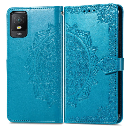 For TCL 403 Mandala Flower Embossed Leather Phone Case(Blue) by buy2fix