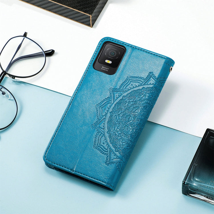 For TCL 403 Mandala Flower Embossed Leather Phone Case(Blue) by buy2fix