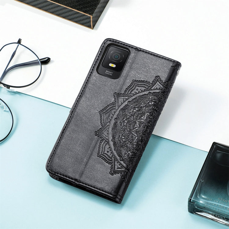 For TCL 403 Mandala Flower Embossed Leather Phone Case(Black) by buy2fix