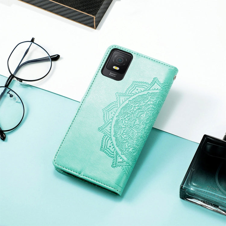 For TCL 403 Mandala Flower Embossed Leather Phone Case(Green) by buy2fix