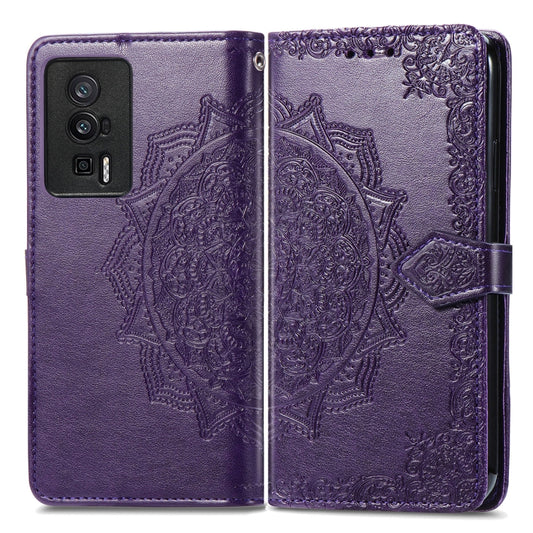 For Xiaomi Redmi K60 Pro Mandala Flower Embossed Leather Phone Case(Purple) by buy2fix