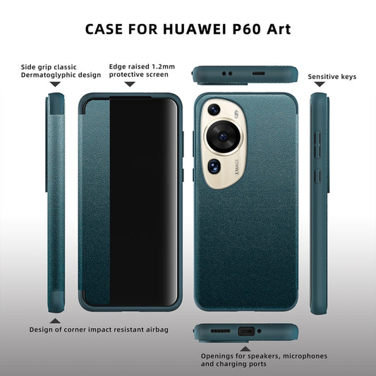 For Huawei P60 Art Leather + TPU Frame Shockproof Phone Case(Orange) by buy2fix