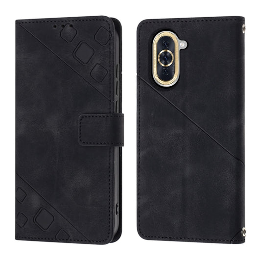 For Huawei nova 10 Skin-feel Embossed Leather Phone Case(Black) by buy2fix