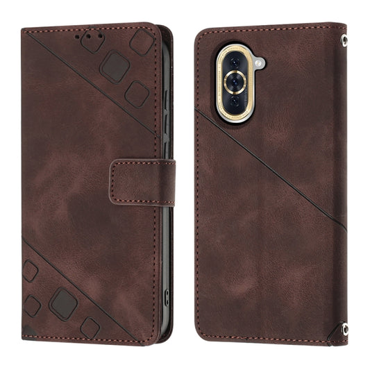 For Huawei nova 10 Skin-feel Embossed Leather Phone Case(Brown) by buy2fix