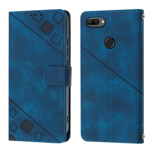 For Huawei Enjoy 7S/Honor 9 Lite/Honor 9i Skin-feel Embossed Leather Phone Case(Blue) by buy2fix