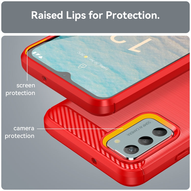 For Nokia G22 Brushed Texture Carbon Fiber TPU Phone Case(Red) by buy2fix