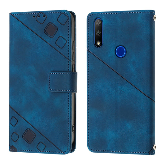 Skin-feel Embossed Leather Phone Case For Honor 9X Global/Huawei P Smart Z/Y9 Prime 2019/Enjoy 10 Plus(Blue) by buy2fix