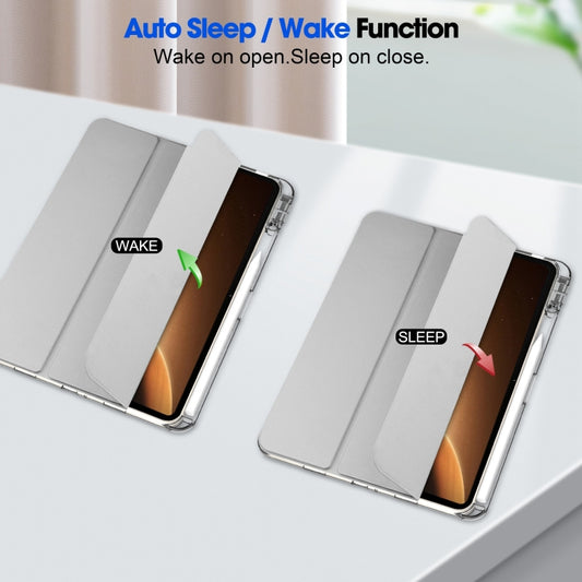 For OPPO Pad 2 Clear Back Cover 3-Fold Leather Smart Tablet Case(Silver) by buy2fix