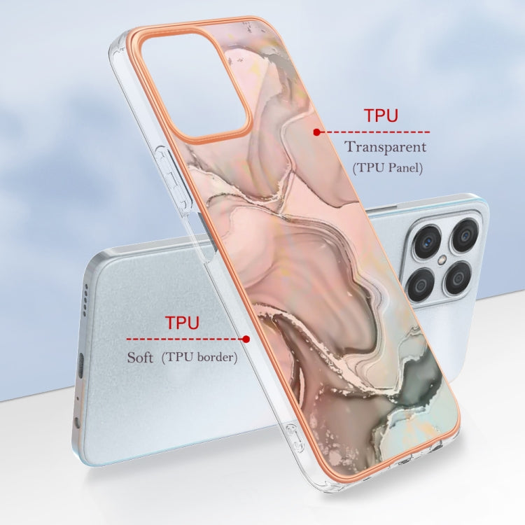 For Honor X8 4G Electroplating Marble Dual-side IMD Phone Case(Rose Gold 015) by buy2fix