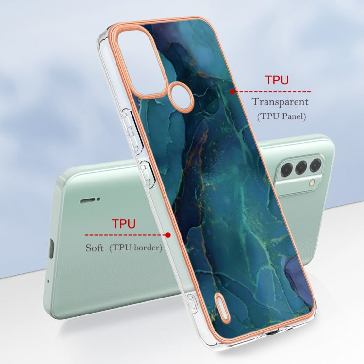 For Nokia C31 Electroplating Marble Dual-side IMD Phone Case(Green 017) by buy2fix