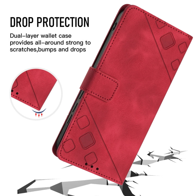 For Samsung Galaxy M14 5G Skin-feel Embossed Leather Phone Case(Red) by buy2fix