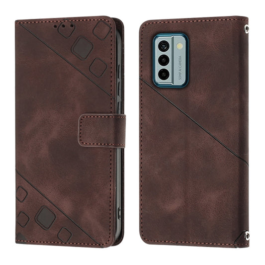 For Nokia G22 Skin-feel Embossed Leather Phone Case(Brown) by buy2fix