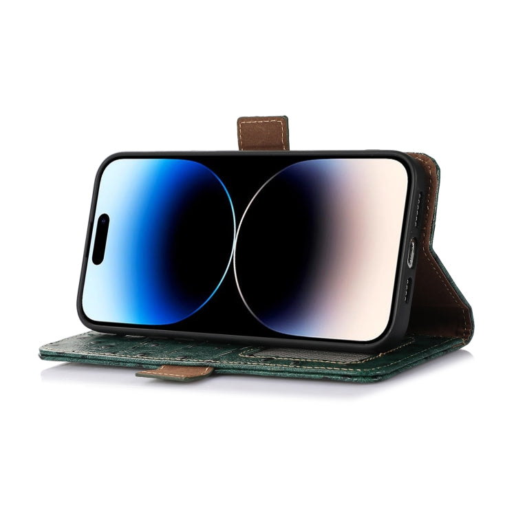 For Honor Magic5 Ostrich Pattern Genuine Leather RFID Phone Case(Green) by buy2fix